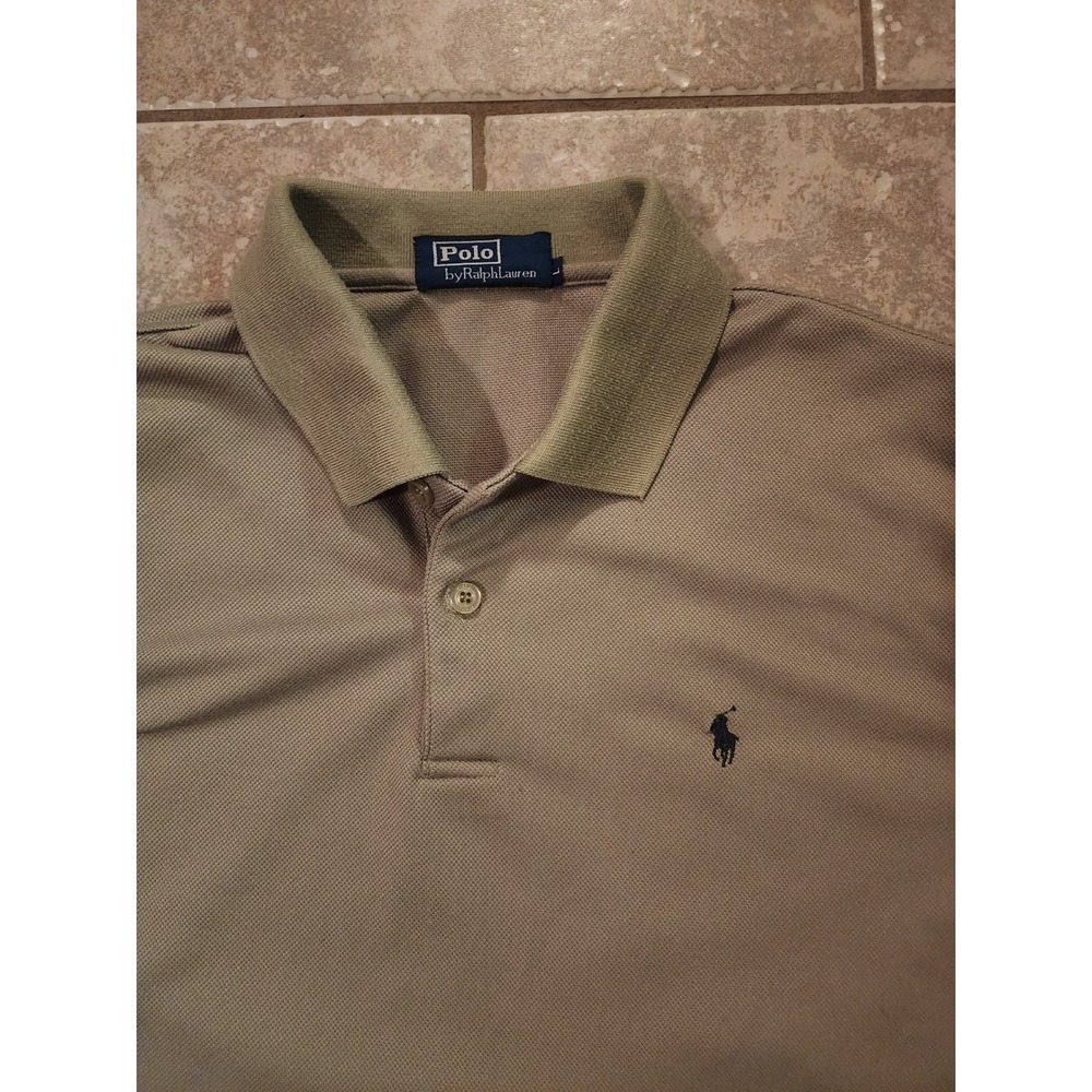 Polo Ralph Lauren Mens Large Olive Green Short Sleeve Pique Pony Logo Polo Shirt